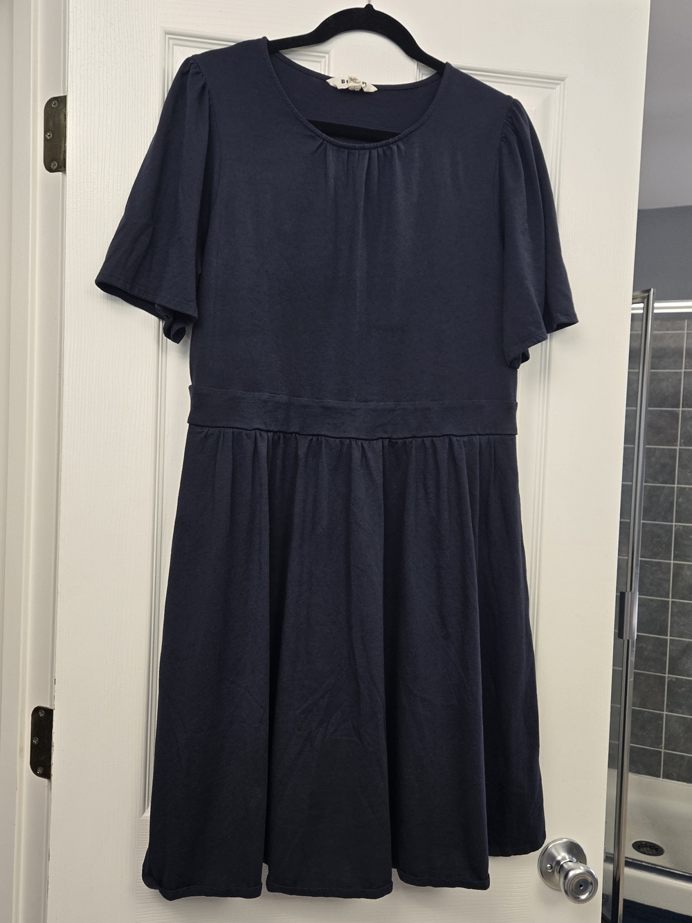 Boden Navy Blue Cotton-Modal Flutter Sleeve Jersey Dress — US Size 12R